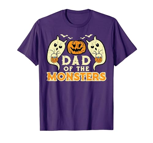 Mens Halloween Shirts For Dad Daddy Papa Men Halloween Dad of Monsters Funny Family Costume Papa Daddy T-Shirt - size chart