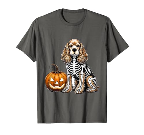Spooky Cocker Spaniel Skeleton Costumes Halloween Cocker Spaniel Skeleton Jack O Lantern Funny Dog Halloween T-Shirt - size