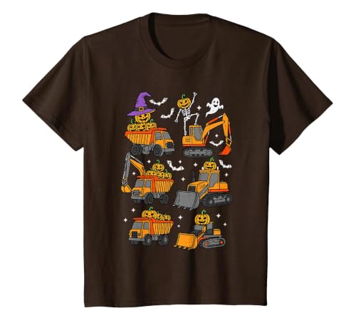 Halloween Tees for Women Men Kids Construction Trucks Excavator Spooky Halloween Toddler Kids T-Shirt - size chart