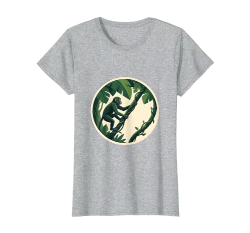 Mademark Monkey Hanging From Jungle Vine Illustration T-Shirt - Women - size chart