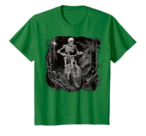 Scary Cyclist Skeleton Gifts Cycling Skeleton Mountain MTB Bicycle Cyclist Skeleton T-Shirt - size chart