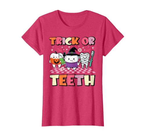Halloween Shirts For Women Men Kids Boys Girls Halloween Dentist Trick Or Teeth Dental Costume Men Women T-Shirt - size chart