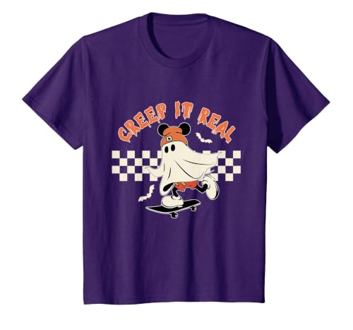 Halloween Creep it Real Vintage Ghost CKTEE2 Vintage Halloween Creep It Real Mouse Ghost Boy Fall Season T-Shirt - size chart