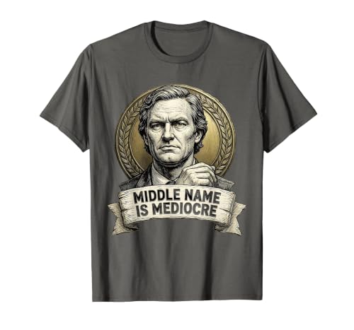 Mademark White Boy of the Year Middle Name Is Mediocre T-Shirt - Men - size chart