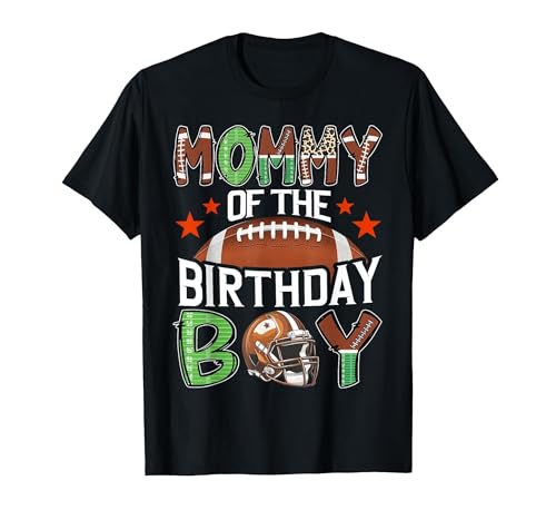 Football Birthday Boy Family Matching Mommy of The Birthday Boy Game Day Football T-Shirt - size chart
