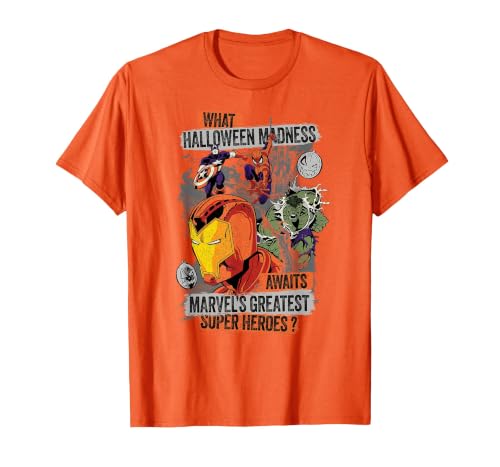 Marvel Halloween Madness Awaits the Greatest Super Heroes T-Shirt - size chart