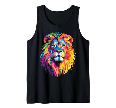 Rainbow Lion Face Portrait Tank Top