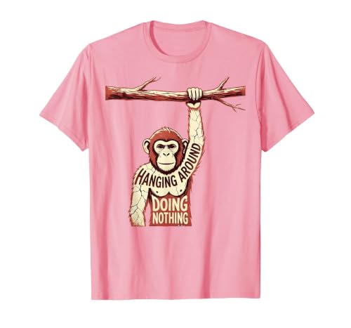 Mademark Hanging Around Doing Nothing Funny Monkey Design T-Shirt - Men - size chart