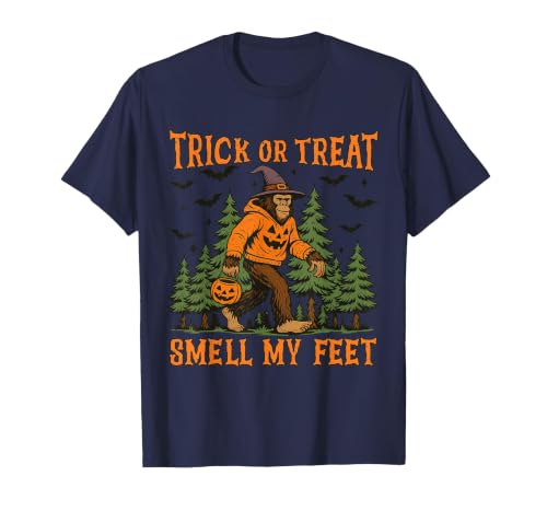 Bigfoot Halloween Costume Party Outfits Trick Or Treat Smell My Feet Bigfoot Halloween Sasquatch T-Shirt - size chart