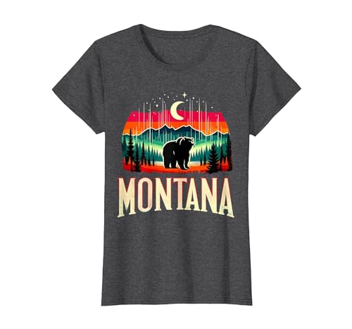 Grizzly Bear Mountain Forrest Nature Montana Grizzly Bear Mountain T-Shirt - size chart