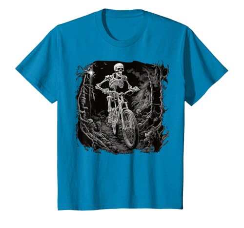 Scary Cyclist Skeleton Gifts Cycling Skeleton Mountain MTB Bicycle Cyclist Skeleton T-Shirt - size chart