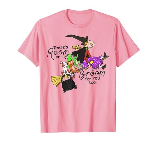 Funny Teacher Witch Tee Shirt There's Room On My Broom for You Too Teacher T-Shirt - size chart