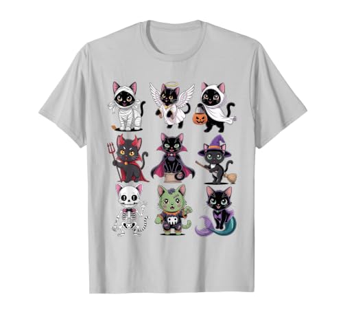 Halloween Cat Apparel Halloween Cat T-Shirt - Spooky Kittens Costume T-Shirt - size chart