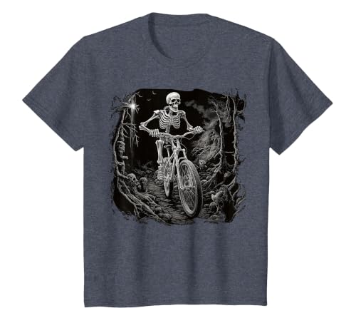 Scary Cyclist Skeleton Gifts Cycling Skeleton Mountain MTB Bicycle Cyclist Skeleton T-Shirt - size chart