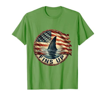 Fins Up Shark Lover Graphic Design T-Shirt