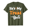 She's My Trick He's My Treat Halloween Couple Tees He's My Treat Skeleton Couples Matching Couple Halloween T-Shirt - size