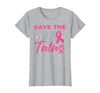 Amb Breast Cancer Awareness Month Warrior Survivor Save The Tatas Breast Cancer Pink Ribbon Skeleton Halloween T-Shirt -