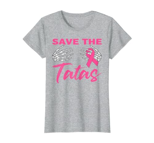 Amb Breast Cancer Awareness Month Warrior Survivor Save The Tatas Breast Cancer Pink Ribbon Skeleton Halloween T-Shirt -