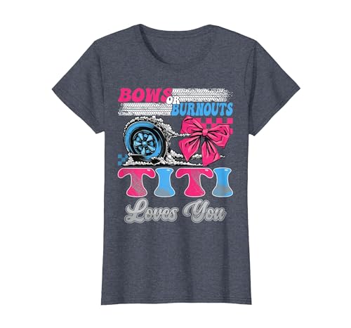 Gender Reveal Family Matching Burnouts or Bows Titi Loves You Gender Reveal Party T-Shirt - size chart