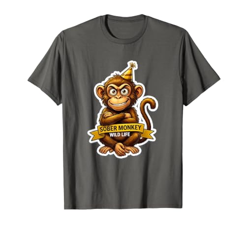 Mademark Sober Monkey Wild Life Sobriety Design T-Shirt - Men - size chart