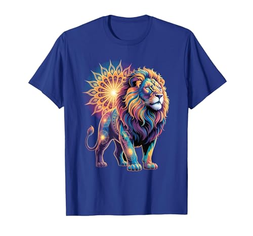 Cosmic Animal Mandala Sacred Geometry Collective Sacred Geometry Lion Mandala T-Shirt - size chart