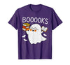 Halloween Tees for Women Men Kids Booooks Ghost Reading Halloween Library Librarian Teacher T-Shirt - size chart