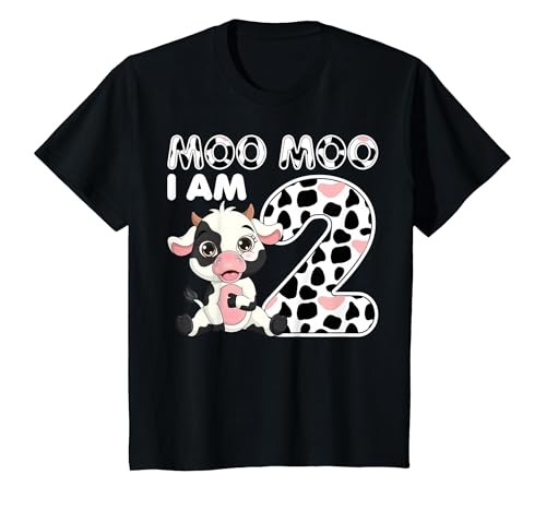Cow 2nd Birthday Gifts Co. Cow Moo Moo I'm Two - 2 Years Old Cow Lover 2nd Birthday T-Shirt - size chart