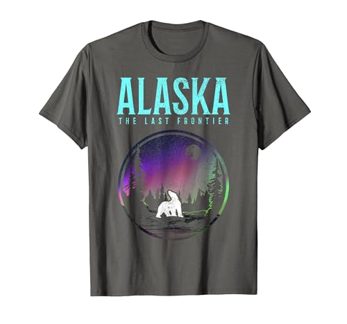 We Love Alaska - Apparel & Gifts Alaska Last Frontier Polar Bear Vintage Pride Souvenir T-Shirt - size chart