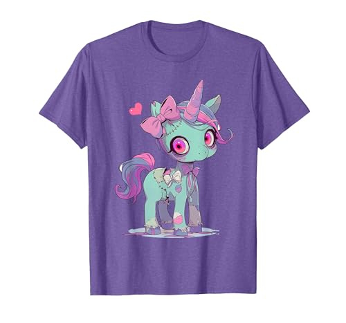Kawaii Pastel Goth Creepy Cute Witchy Halloween Ts Kawaii Pastel Goth Creepy Cute Witchy Zombie Unicorn T-Shirt - size chart