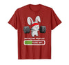 Bunny Gym Rabbit Weights Installing Muscles T-Shirt — design detail