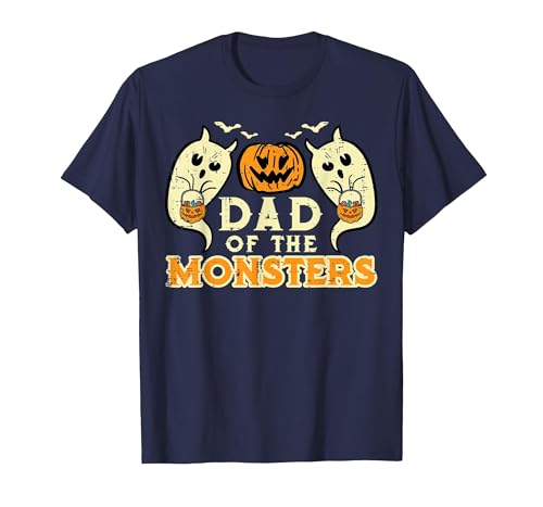 Mens Halloween Shirts For Dad Daddy Papa Men Halloween Dad of Monsters Funny Family Costume Papa Daddy T-Shirt - size chart