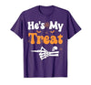 She's My Trick He's My Treat Halloween Couple Tees He's My Treat Skeleton Couples Matching Couple Halloween T-Shirt - size