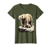 Mademark Mama Polar Bear and Cub Snowy Cliff Illustration T-Shirt - size chart