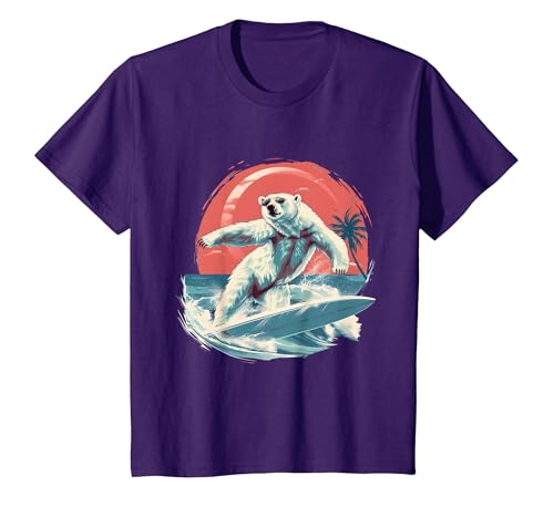 Sea Ocean Animal Art Polar Bear Ocean Sea Animal Surfing Ocean Sea Polar Bear T-Shirt - size chart
