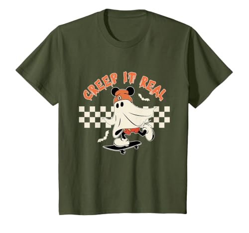 Halloween Creep it Real Vintage Ghost CKTEE2 Vintage Halloween Creep It Real Mouse Ghost Boy Fall Season T-Shirt - size chart