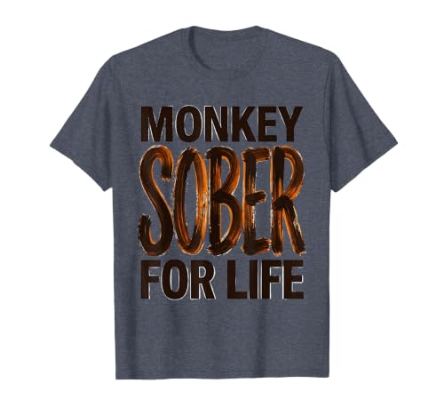 Mademark Monkey Sober For Life Funny Sobriety Design T-Shirt - Men - size chart