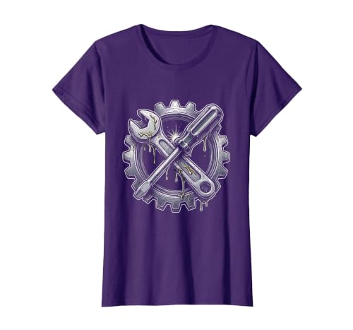 Mademark Grease Monkey Wrench and Screwdriver Crossed T-Shirt - Women - size chart