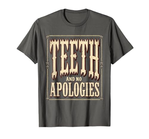 Mademark Shark Teeth and No Apologies Bold Design T-Shirt - size chart