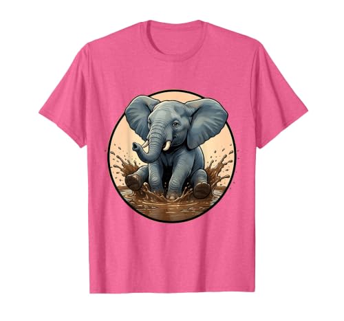 Mademark Baby Elephant Splashing in Muddy Puddle T-Shirt - Men - size chart