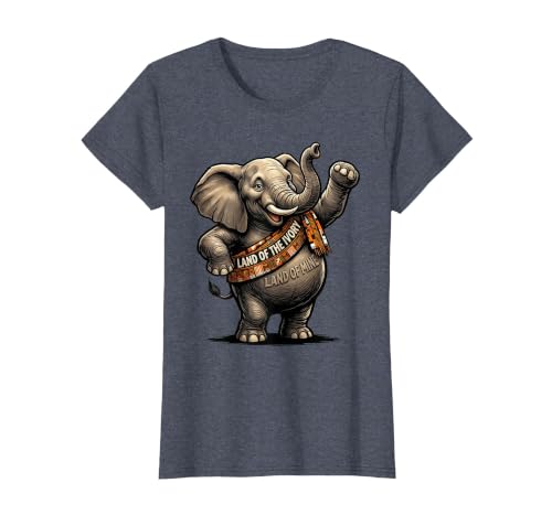 Mademark Land Of The Ivory, Land Of Mine Patriotic Elephant Design T-Shirt - Women - size chart