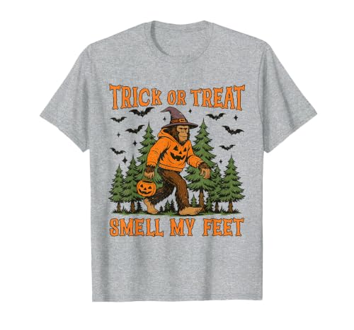 Bigfoot Halloween Costume Party Outfits Trick Or Treat Smell My Feet Bigfoot Halloween Sasquatch T-Shirt - size chart