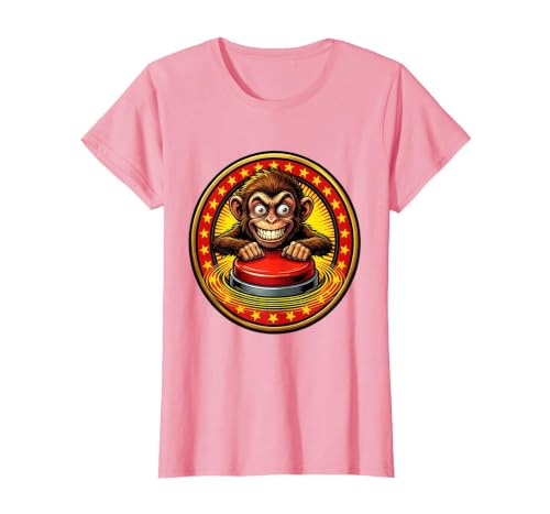 Mademark Eager Monkey Pressing the Big Red Button T-Shirt - Women - size chart
