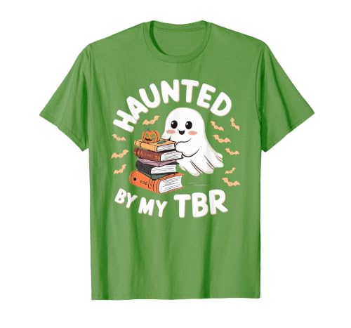 Halloween Student Books Lovers Haunted By My TBR Haunted By My TBR Cute Ghost Book Reading Teacher Halloween T-Shirt - size