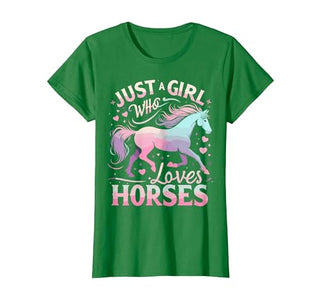 Funny Horse Lovers Just a Girl Who Loves Horses T-Shirt - size chart