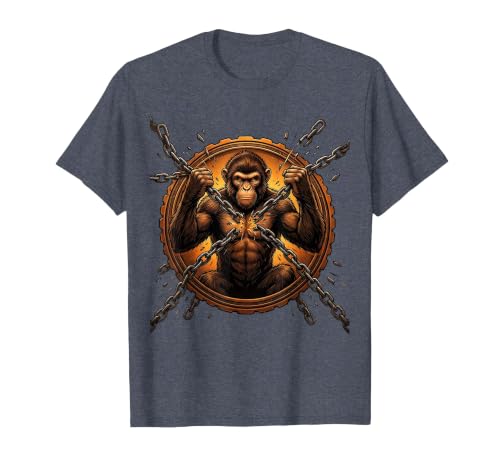 Mademark Monkey Breaking Chain Sobriety Freedom Graphic T-Shirt - Men - size chart