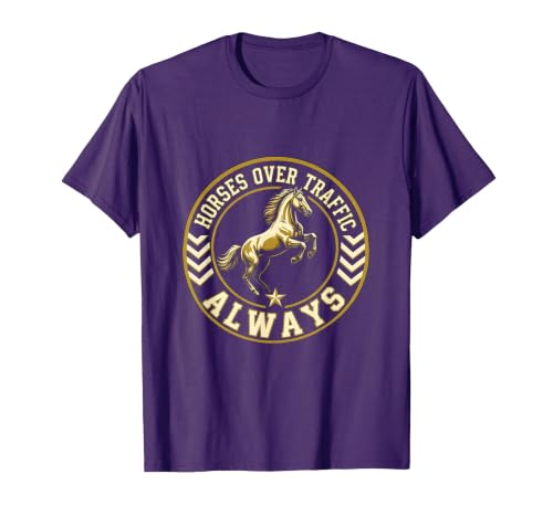 Mademark Horses Over Traffic Always Equestrian Design T-Shirt - Men - size chart