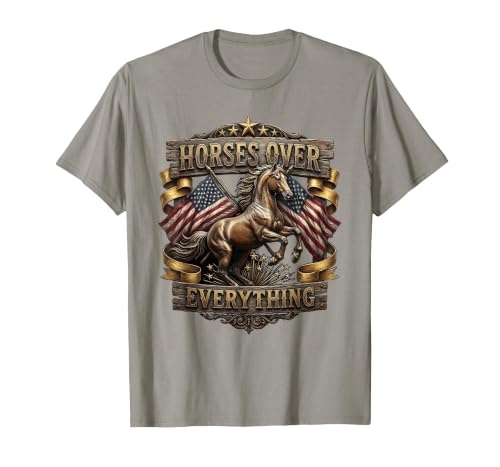 Mademark Horses Over Everything Equestrian Design T-Shirt - Men - size chart