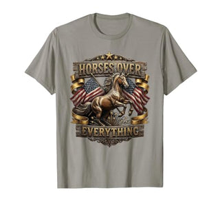 Mademark Horses Over Everything Equestrian Design T-Shirt - Men - size chart