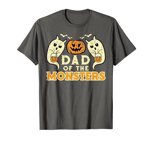 Mens Halloween Shirts For Dad Daddy Papa Men Halloween Dad of Monsters Funny Family Costume Papa Daddy T-Shirt - size chart