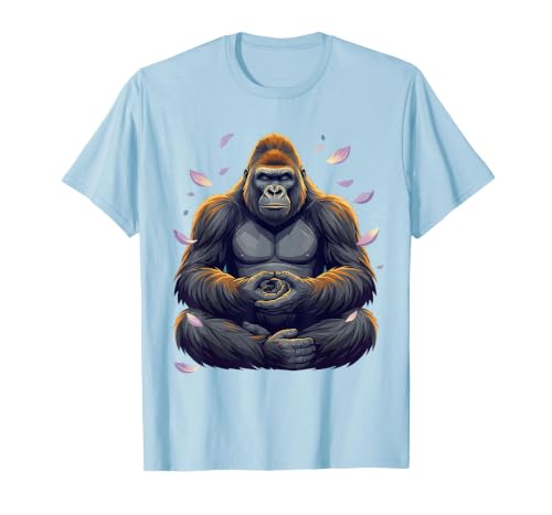 Mademark Meditating Gorilla Zen Monkey Graphic Design T-Shirt - Men - size chart